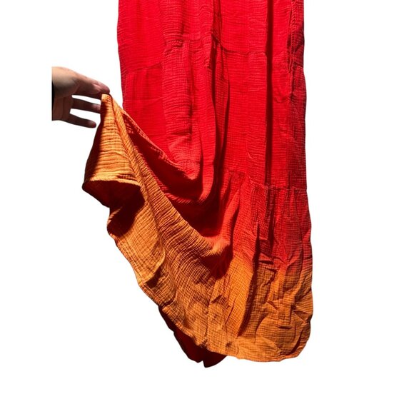 Marine Layer Corinne Double Cloth Maxi Dress Womens Large Orange Gauze Vacation - Picture 8 of 14